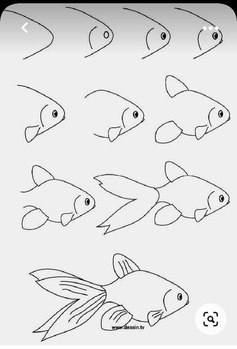 Easy Fish Drawing, Coral Drawing, Sea Drawing, Drawn Fish, Fish Drawing, Perspective Drawing Architecture, Draw Easy, Nature Sketch, Ocean Crafts