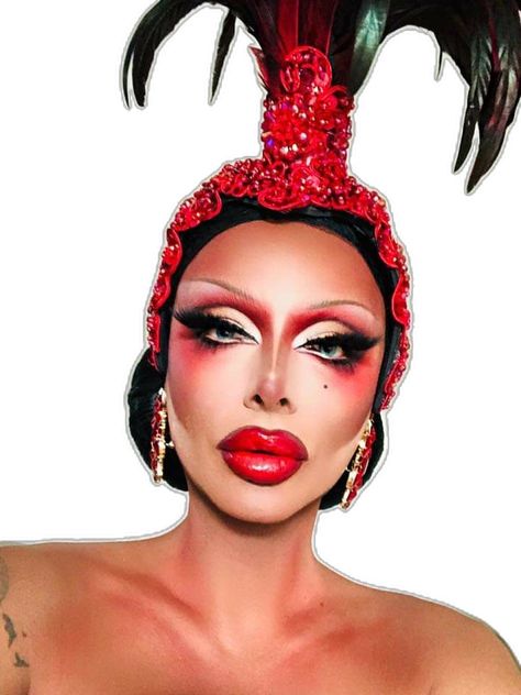 Drag Race Makeup Looks, Natural Drag Makeup, Red Drag Makeup, Drag Makeup Ideas, Raven Drag Queen, Raven Drag, Boots Makeup, 1920s Makeup, Drag Queen Outfits