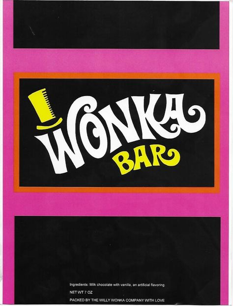 Wonka Chocolate Bar, Wonka Bar, Willy Wonka Party, Candy Bar Wrapper Template, Wonka Chocolate, Oompa Loompa, Chocolate Bar Wrappers, Candyland Decorations, Candy Bar Wrappers