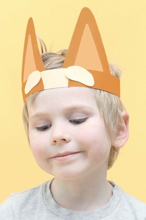 Celebrate in style with these Bluey party hats. Choose from Bingo, Bluey, Chloe, Coco, Lucky and MacKenzie or make them all! Bluey Bingo Headband, Diy Bingo And Bluey Costume, Bluey Party Hats, Bluey Headbands, Bluey Headband, Bluey Craft, Bluey Decorations, Bluey Crafts, Bingo Bluey