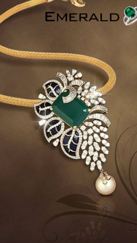 Emerald symbolise the love. Buy emerald elegant pendant #emerald #panna #fashion #stylish Emerald Pendants, Diamond Pendant Jewelry, Pendent Set, Neck Pieces Jewelry, Everyday Jewellery, Diamond Pendent, Diamond Pendants Designs, Jewellery Diamond, Diamond Pendant Sets