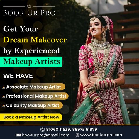 Our experienced makeup artists will help you look your best on your big day. #bookurpro #bridalmakeup #glamlook #makeup #glowup #makeupgoals #glamourmakeup #elegantmakeup #luxurymakeup #partymakeup #makeupideas #celebritymakeup #celebritybridalmakeup Makeup Artist Banner, Color Wheel For Clothes, Jewelry Banner, Beauty Parlour, Google Business, Elegant Makeup, Celebrity Makeup Artist, Beauty Parlor, Glamour Makeup