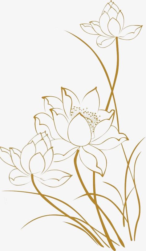 Flower Line Drawing Pattern, Lotus Painting On Wall, Buhhda Art, White Lotus Painting, Lotus Flower Line Art, Lotus Line Art, Lotus Clipart, Hur Man Ritar Blommor, Lotus Flower Drawing