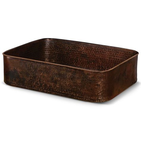 Premier Copper Products 19" Rectangle Tub Hand Forged Old World Copper Vessel Sink | Perigold Rectangle Tub, Copper Vessel Sinks, Copper Sink Bathroom, Copper Tub, Copper Vessel, Lavatory Sink, Copper Bathroom, Undermount Bathroom Sink, Bathroom Sink Drain