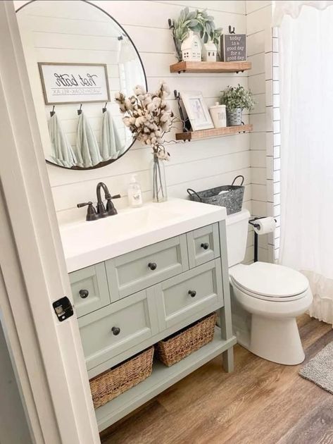 Small Farmhouse Full Bathroom, 2025 Bathroom Tile Trends, Bathroom Trends For 2024, Hall Bathroom Remodel, Earth Tone Decor, Lake House Bathroom, Farmhouse Bathroom Ideas, New House Bathroom, Full Bathroom Remodel