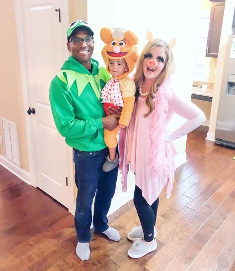 Calling All Families of 3: We Have the 50 Halloween Costume Ideas You’ll Want to Steal Couple Themed Halloween Costumes, Kermit The Frog And Miss Piggy Costume, Miss Piggy And Kermit Costumes, Kermit Costume, Kermit The Frog Costume, Miss Piggy Costume, Princess Peach Halloween Costume, Princess Peach Halloween, Pokemon Halloween Costume