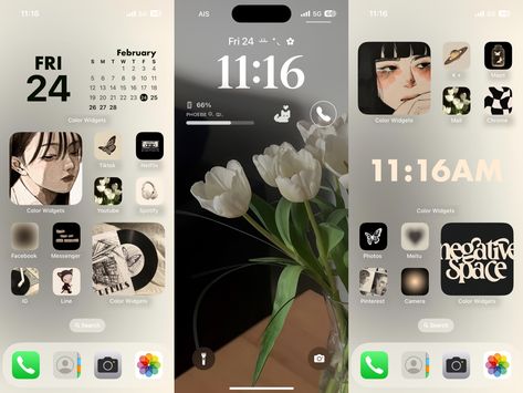 Ios Theme Beige, Aesthetic Iphone Homescreen Layout, Iphone Customization Ideas, Phone Widget Aesthetic, Ios16 Aesthetic, Phone Transformation, Iphone Layout Homescreen Ideas, Custom Lock Screen, Lock Screen Widgets