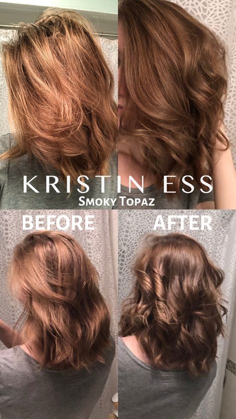 Smoky Topaz Hair, Kristen Ess Hair Gloss Copper Penny, Kristen Ess Hair Gloss, Kristen Ess, Kristin Ess Hair, Kristin Ess, Hair Gloss, Temporary Hair Color, Smoky Topaz