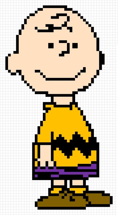 4 - Charlie Brown  (pattern from Pinterest) #pixelart2019 #pixelart Charlie Brown Alpha Pattern, Brown Blanket, Pixel Art Templates, Pixel Crochet, Needle Crafts, Plastic Canvas Patterns Free, Charlie Brown Peanuts, Brown Pattern, Alpha Pattern