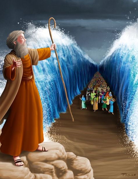 Crossing The Red Sea, Parting The Red Sea, Image Of Jesus, Biblical Artwork, Bible Images, Bible Illustrations, Bible History, Bible Characters, Bible Pictures