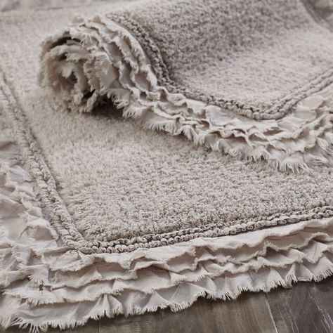 ruffled bath mat Farmhouse Bathroom Rugs Bath Mats, Pearl Bathroom, Bathroom Mat Ideas, Farmhouse Bathroom Rugs, Bathroom Rugs Bath Mats, Cotton Bath Rug, Design Apartment, False Ceiling Design, Indoor Patio Furniture