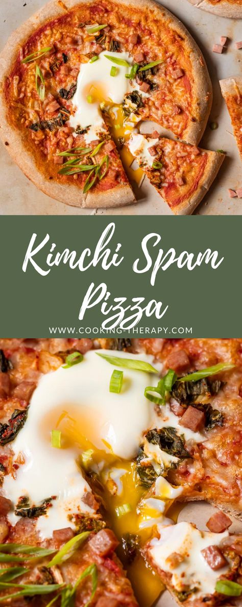 Kimchi Pizza Recipe, Spam Pizza, Kimchi Pizza, Cooking Therapy, Blogger Ideas, Ham Pizza, Meat Lovers Pizza, 30 Minute Meals Easy, Kimchi Fried Rice