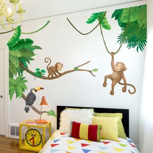 Jungle Monkey Children's' Wall Sticker Set - decorative accessories Jungle Bedroom, Jungle Monkey, Monkey Wall, Wall Sticker Design, Deco Jungle, Jungle Wall, Jungle Room, Childrens Wall Stickers, Cartoon Wall