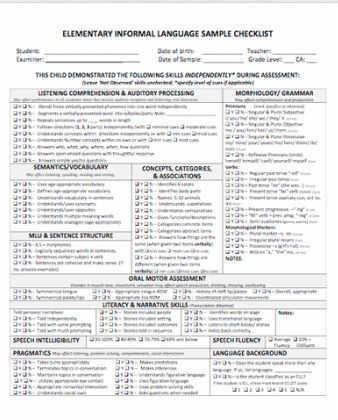 Speech Assessment Checklist, Language Assessment, Speech Therapy Tools, Assessment Checklist, Data Form, School Speech Therapy, Preschool Language, Speech Language Activities, Slp Activities