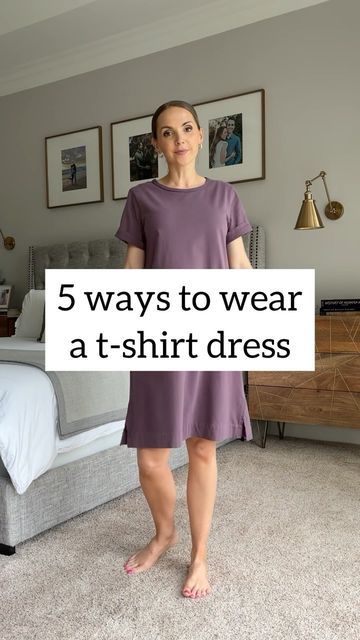 How To Style Tshirt Dress, How To Wear A Tshirt Dress, How To Style A Tshirt Dress, Grey Tshirt Dress Outfit, Dress Up Tshirt, Tee Shirt Dress Outfit, Shirt Over Dress Outfit, Shirt Over Dress, Long Sleeve Tshirt Dress