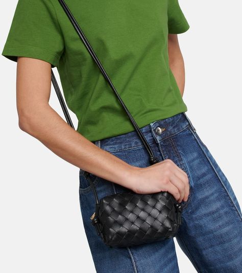 Black Mini Bag, Leather Camera Bag, Leather Weaving, Woven Design, Bag Trends, Black Shoulder Bag, Strap Tops, Green Bag, White Bag