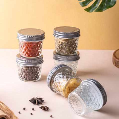 Pantry perfection is now at your fingertips, courtesy of our glass storage jars. 🫙✨ From sugar, spice, and all that’s nice, store everything and tidy up your kitchen space! 😌😉 Products included: 1. Airtight Glass Jars With Clip Lids Set Of 4 1000ml 2. Set Of 4 Glass Storage Kitchen Jars With Clip Lids 500ml 3. Kitchen Jars With Airtight Clip Lids Set Of 4 1500ml 4. Glass Jar With Seal - Medium 5. Textured Mason Jar Small Set Of 6 6. Glass Kitchen Storage Jar With Gold Lid Set Of 4 950ml 7.... Mini Glass Jars, Glass Cup Set, Spice Jar Set, Small Mason Jars, Stainless Steel Lunch Box, Kitchen Jars, Spice Containers, Glass Jars With Lids, Glass Storage Jars