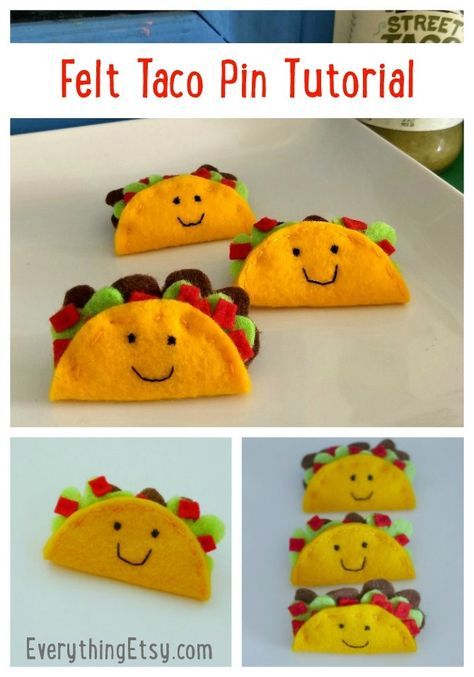 Felt Taco, Easy Felt Crafts, Girls Crafts, Pin Dress, Felt Food Diy, Felt Cupcakes, Felt Craft Projects, Felt Play Food, Felt Crafts Diy