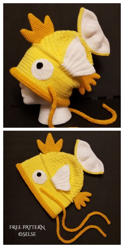 Fun Fish Hat Free Crochet Patterns & Paid - DIY Magazine Fish Hat, Crochet Character Hats, Crochet Animal Hats, Crochet Summer Hats, Crochet Fish, Hat Patterns Free, Crochet Hat Free, Crochet Hats Free Pattern, Crochet Cap