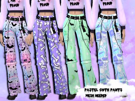 Pastel Goth Pants, Sims 4 Cc Goth, Goth Pants, Sims 4 Game Mods, Sims 4 Body Mods, Tumblr Sims 4, Sims 4 Teen, Sims 4 Dresses, Sims 4 Cc Packs