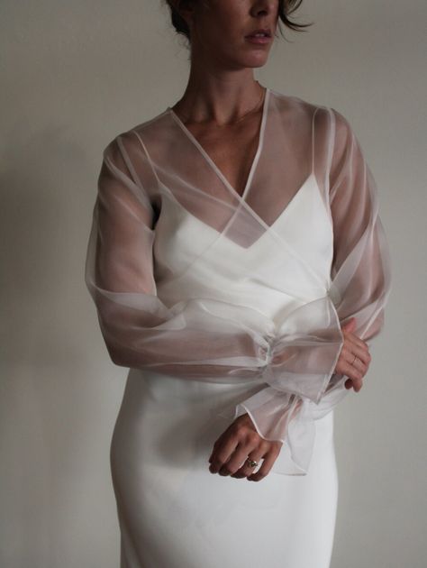 Wrap Wedding Dress, Organza Jacket, Minimal Wedding Dress, Wedding Coat, Bridal Cover Up, Bolero Wedding, Organza Blouse, Bridal Wrap, Bridal Separates