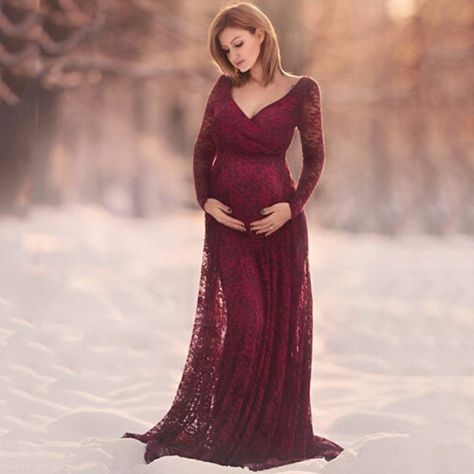 Pregnant Photo Shoot, Maternity Photography Dress, Elegant Maternity Dresses, Winter Maternity Photos, Pregnant Photo, Maternity Dresses Photography, Maternity Photography Props, Long Sleeve Maternity Dress, Lace Maternity Dress