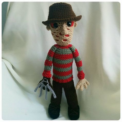 Ravelry: Freddy Krueger Doll by Lee Sartori Crochet Freddy Krueger, Halloween In July, Freddy Krueger Sweater, Clown Crochet Pattern, Crochet Monsters, Scary Dolls, Halloween Crochet Patterns, Crochet Fall, Crochet World