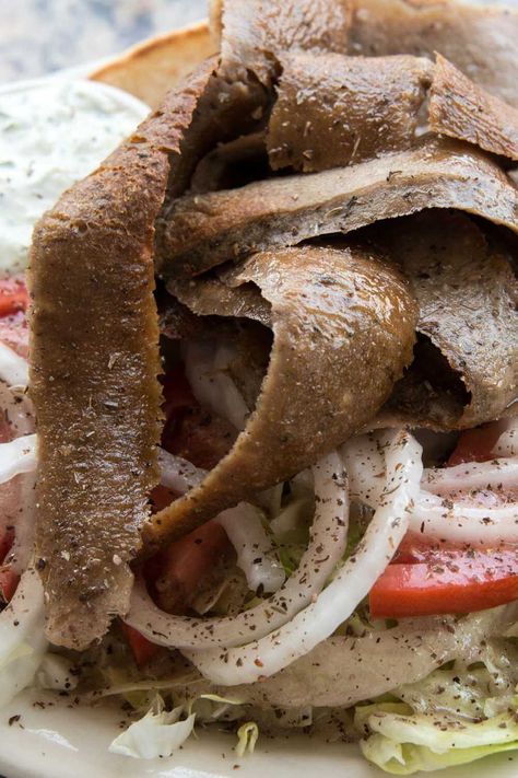 Air Fryer Gyro Meat, How To Cook Gyro Meat, Recipes Using Gyro Meat, How To Make Gyro Meat, Authentic Gyro Meat Recipe, Gyros Meat, Gyro Recipes, Lamb Gyro Recipe, Gyro Meat Recipe