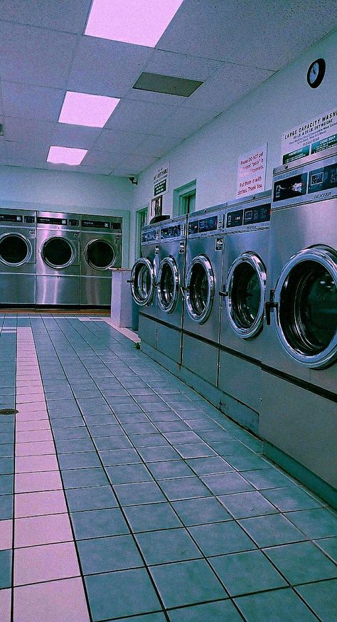 Laundry Machine Aesthetic, Laundromat At Night, Janitor Aesthetic, Laundry Mat Aesthetic, Environment Reference Photography, Washing Machine Aesthetic, Background Reference Photo, Laundromat Aesthetic, Laundry Aesthetic