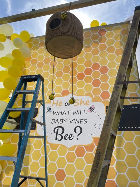 Honey Pot Gender Reveal, Bee Hive Gender Reveal Pinata Diy, Bee Hive Gender Reveal Pinata, Honey Themed Gender Reveal, Honey Bee Gender Reveal Ideas, Bee Theme Gender Reveal Party Decorations, Bumble Bee Gender Reveal Party Ideas, What Will It Bee Gender Reveal Decor, Gender Reveal Ideas Bee