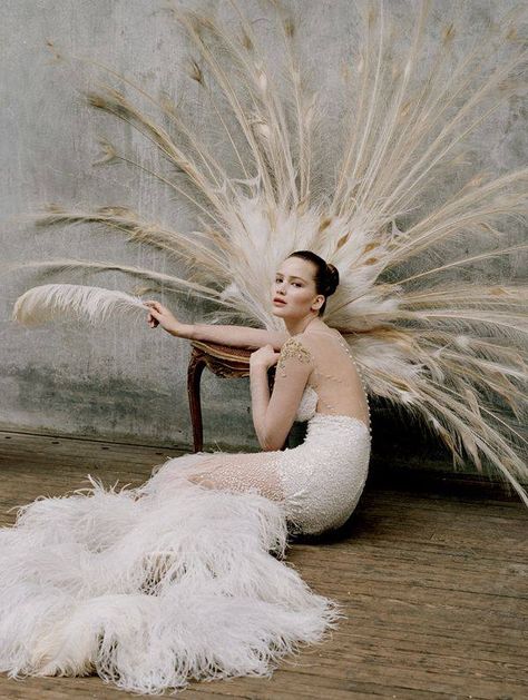 Jennifer Lawrence-funny as hell! Loved her in Winters Bone, Poker House and The Hunger Games Tim Walker Photography, Magazine Vogue, White Peacock, High Fashion Photography, Tim Walker, W Magazine, Bohol, Foto Art, Dior Couture