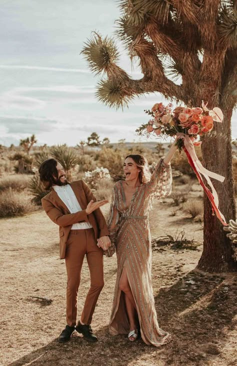 Tree Wedding Ceremony, Joshua Tree Wedding, Patras, Gold Wedding Dress, Boho Wedding Inspiration, Fever Dream, Boho Glam, Wedding Boho, Desert Wedding