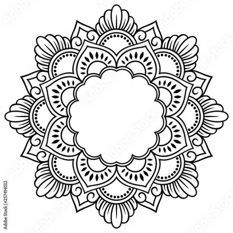 Stock Image: Circular frame pattern in form of mandala for Henna, Mehndi, tattoo, decoration. Decorative frame - ornament in ethnic oriental style. Coloring book page. Flower Boquet, Frame Pattern, Circular Art, Mandala Wallpaper, Photoshop Tutorial Photo Editing, Circle Logo Design, Circular Frame, Flower Drawing Design, Abstract Art Diy