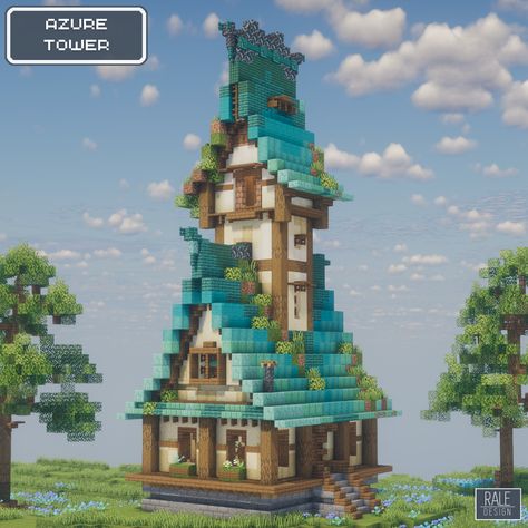 Minecraft Lamp, Minecraft Mountain, Elven City, Princess Tower, Minecraft Medieval, Minecraft Inspo, Tower Building, Minecraft Cake, Minecraft Stuff