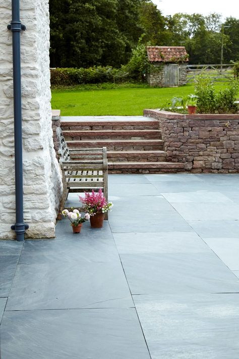 House Conservatory, Slate Patio, Mandarin Stone, Flagstone Patio, Outdoor Stone, Patio Tiles, Natural Stone Flooring, Front Yards, Patio Flooring