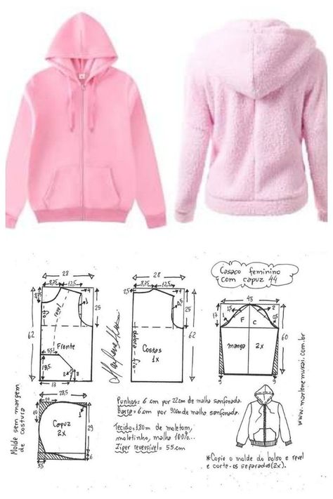 Pola Jaket, Hoodie Sewing, Hoodie Sewing Pattern, Diy Clothes Patterns, T Shirt Sewing Pattern, Sewing Clothes Women, Shirt Sewing Pattern, Hoodie Pattern, Jacket Pattern Sewing