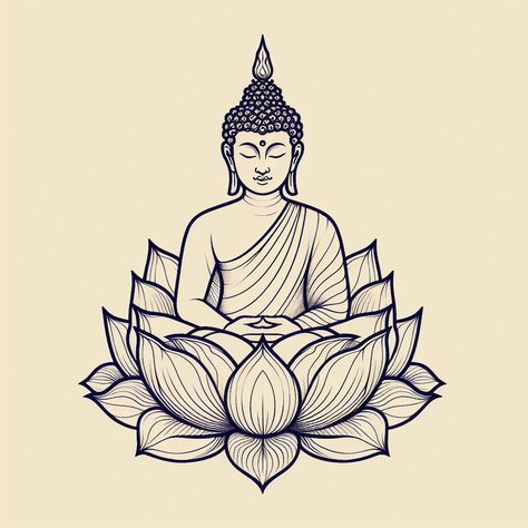 Sitting Buddha Tattoo, Buddha Line Art Tattoo, Buddha Outline Drawing, Bhuddist Art, Gautama Buddha Drawing, Fat Buddha Tattoo, Vector Free Graphic Design, Buddha Rangoli, Avicii Tattoo