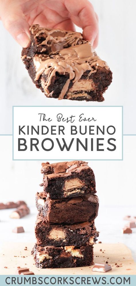 Bueno Brownies, Kinder Bueno Recipes, Bueno Recipes, Hazelnut Filling, Quick Baking, Birthday Cake Decorating Ideas, Easy Chocolate Desserts, Tray Bake Recipes, Hot Chocolate Cookies