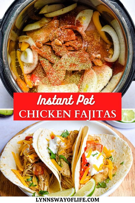 Ready in under 30 minutes, Instant Pot Chicken Fajitas are the perfect dinner to make on those busy weeknights! Let the Instant Pot do all the hard work for you, while you enjoy a flavorful and easy weeknight meal! Serve with sour cream, avocado, and cheddar cheese! Instant Pot Chicken Fajitas, Chicken Peppers And Onions, Fajita Mix, Chicken Peppers, Instant Pot Pasta Recipe, Spiced Chicken, Easy To Make Dinners, Dinners To Make, Perfect Dinner