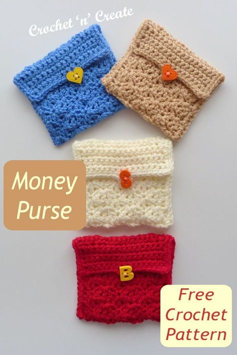 Coin Purse Crochet Pattern, Crocheted Purses, Purse Patterns Free, Backyard Creations, Coin Purse Pattern, Crochet Wallet, Crochet Coin Purse, Handbags Patterns, Purse Crochet