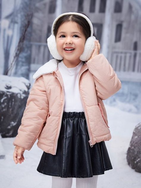 Like the one in the photo remember to order the right size Girls Winter Outfits, Girls Winter Fashion, Puffer Jacket Outfit, Girls Winter Dresses, Kids Winter Outfits, Girls Puffer Jacket, Kids Winter Fashion, Baby Pattern, Toddler Jacket