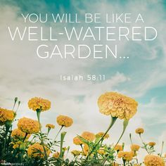 You will be like a well-watered garden, like a spring whose waters never fail. — Isaiah 58:11 The Best Kind of Blessings Isaiah ended his message by describing the best kind of blessings — what God will do in the lives of those who reflect His mercy. Then your light will break forth like the You Will Be Like A Well Watered Garden, Well Watered Women, Grow Quote, Cup Quotes, Isaiah 58, Devotional Images, Church Fellowship, Sacred Scripture, Bible Words Images