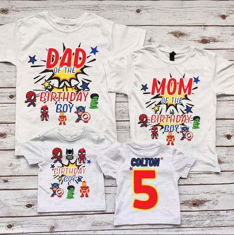 Superhero Birthday Shirts For Family, Marvel Birthday Shirts For Family, Kids Birthday Shirts, Superhero Shirt, Elmo Birthday, I Love My Son, Birthday Boy Shirts, Group Shirts, Birthday Tshirts