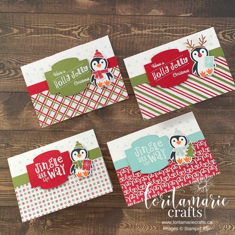 Penguin Builder Punch, Penguin Christmas Cards, Christmas Note Cards, Penguin Party, Simple Layout, Christmas Note, Card Making Tips, Stampin Up Christmas Cards, Stampin Up Christmas