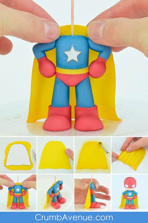 Superhero Cake Toppers, Super Hero Cake, Hero Cake, Cake Decorating Fondant, Superhero Birthday Cake, Boy Cake, Cake Topper Tutorial, Fondant Animals, Superhero Cake