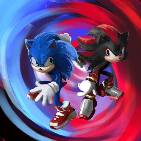 Sonic Y Shadow, Sonic And Tails, Movie Sonic, Shadow Sonic, Sonic Movie, Drawing Superheroes, Hedgehog Movie, Karakter Disney, Sonic Characters