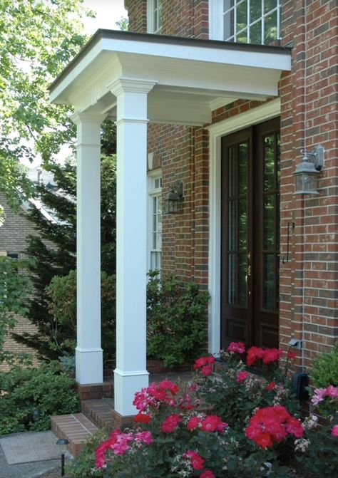 Front Porch Roof Ideas, Porch Roof Ideas, Front Porch Roof, Entrance Roof, Porch Flat Roof, Porch Roof Design, Portico Entry, Front Porch Columns, Portico Design