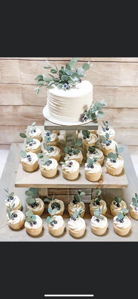 Bridal Shower Cakes With Greenery, Green Plants Party Theme, Small Green Wedding Cake, Sage Green And White Wedding Cupcakes, Greenery Party Theme, Boho Wedding Cake Sage Green, Bridal Shower Cake Greenery, White And Green Wedding Cupcakes, Small Wedding Cake Sage Green