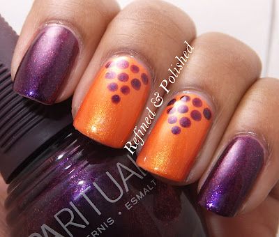 Refined and Polished Purple And Orange Halloween Nails, Purple And Orange Nails, Orange Halloween Nails, Purple And Orange Halloween, Orange Nail Art, Bella Nails, Orange Nail Designs, Orange Nail, Sns Nails