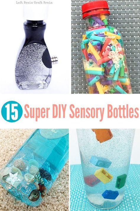 From a young age kids are fascinated by sensory bottles and each bottle in this collection of 15 awesome sensory bottles offers a unique element for discovery and exploration, making them fabulous for use with children of all ages - including our #1 favorite, the ... Sen Teaching, Diy Sensory Bottles, Toddlers Crafts, Brain Craft, Sensory Items, Diy Sensory, Sensory Bottle, Elderly Activities, Sensory Crafts